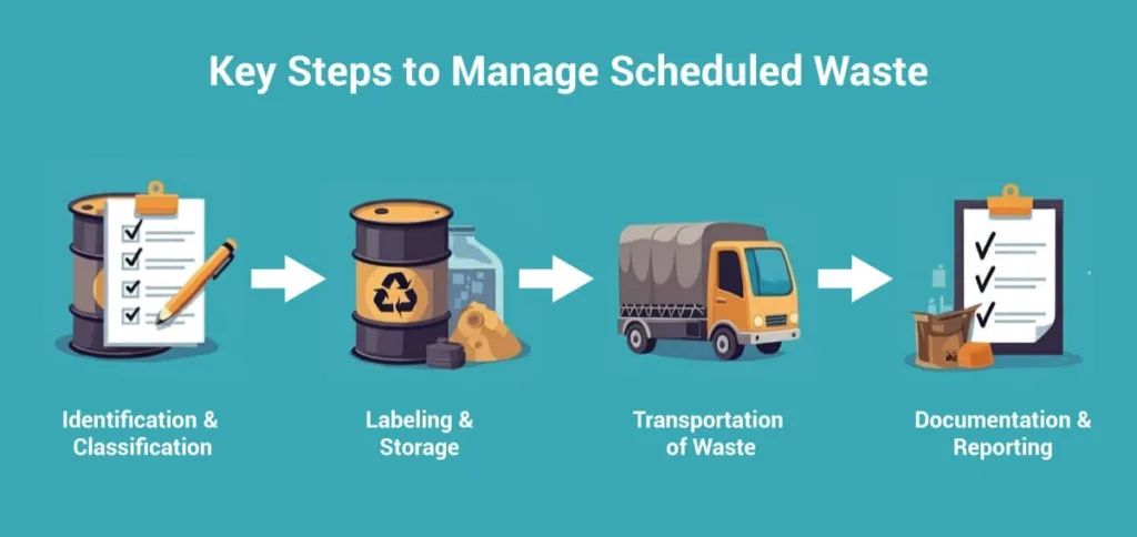 steps to manage scheduled waste