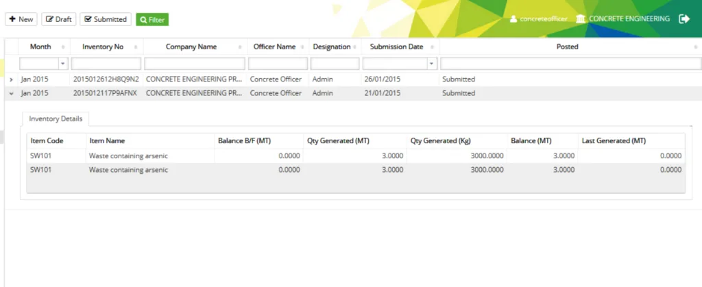 Scheduled Waste Inventory Management via eSWIS